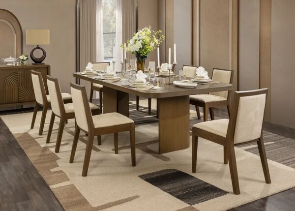 طقم طاولة طعام ماتيرا - 8 كراسي - بني
