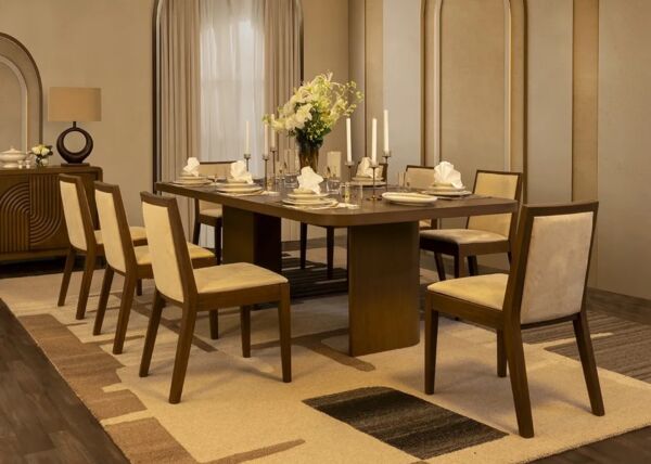 طقم طاولة طعام ماتيرا - 8 كراسي - بني