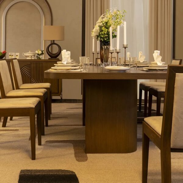 طقم طاولة طعام ماتيرا - 8 كراسي - بني