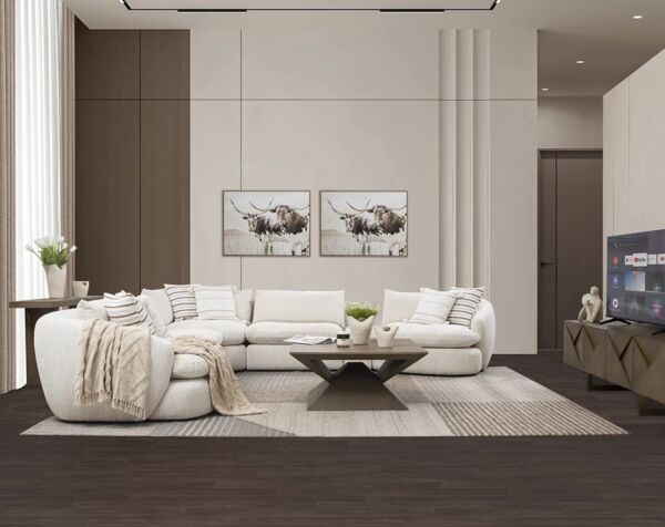 كنب زاوية لوينجين - 6 قطع - كريمي