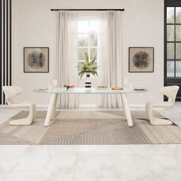 طاولة طعام ل 8 اشخاص داجنون - ابيض