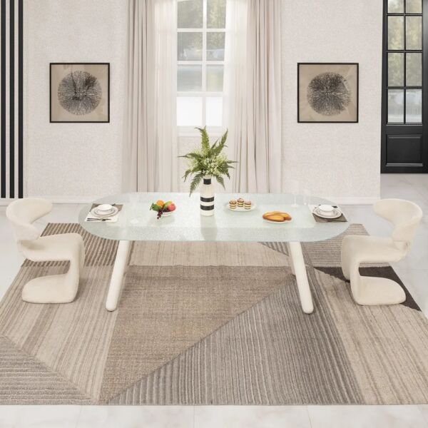 طاولة طعام ل 8 اشخاص داجنون - ابيض