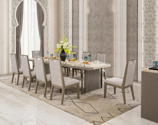 طقم طاولة طعام رايلتو - 10 كراسي - بيج