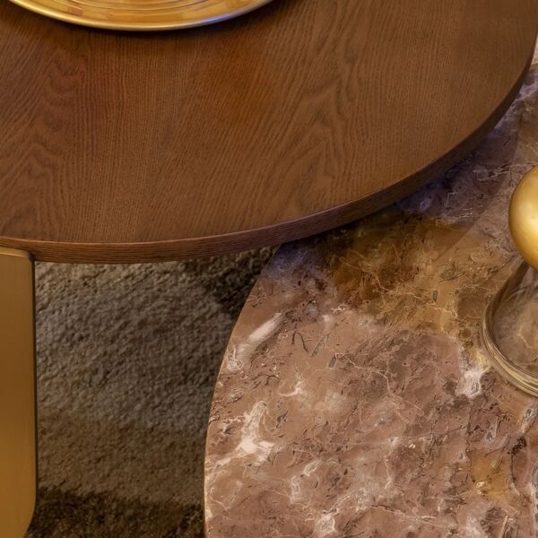 طقم طاولة قهوة وطاولة جانبية جادكو - بني