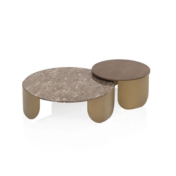 طقم طاولة قهوة وطاولة جانبية جادكو - بني