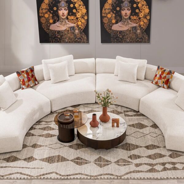 كنب زاوية 4 قطع بيجليري - ابيض