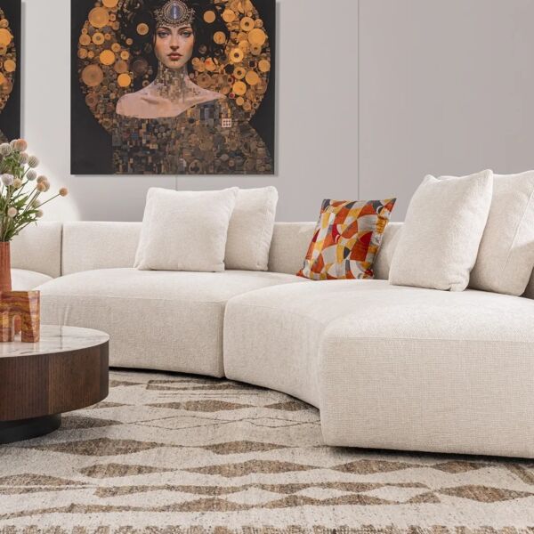 كنب زاوية 4 قطع بيجليري - ابيض