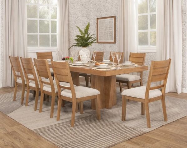 طقم طاولة طعام كريستلاند - 10 كراسي - بني