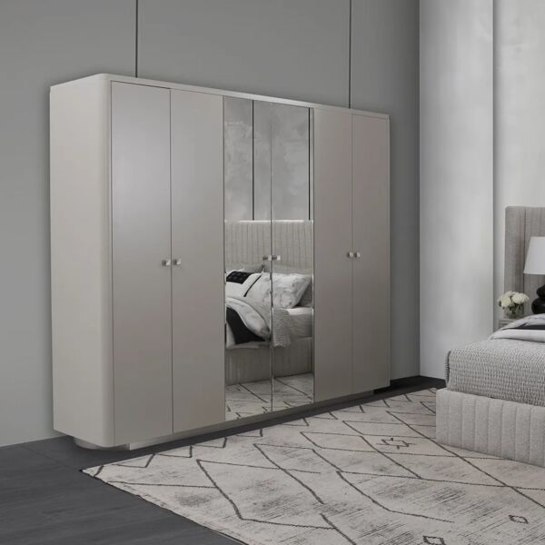 دولاب ملابس كاتيو - 6 أبواب - بيج ورمادي