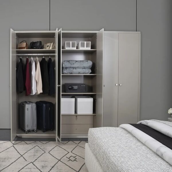دولاب ملابس كاتيو - 6 أبواب - بيج ورمادي