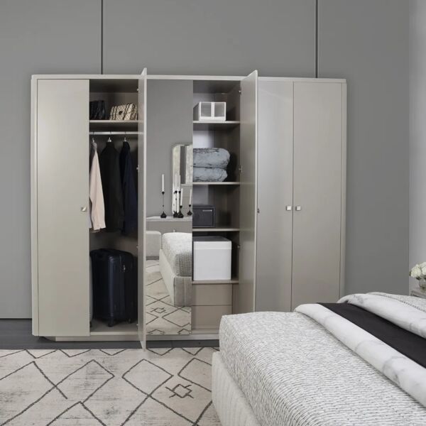 دولاب ملابس كاتيو - 6 أبواب - بيج ورمادي