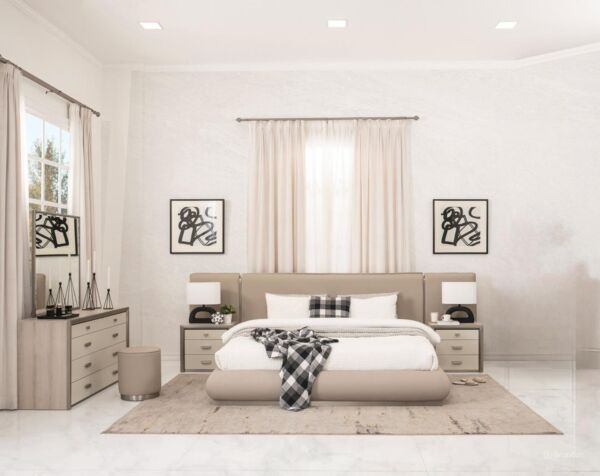 طقم غرفة نوم ملكي لينوريس 193X203 سم - بيج فاتح