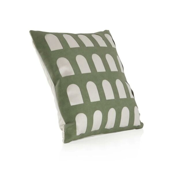 وسادة مربعة للديكور تالوز - اخضر وابيض