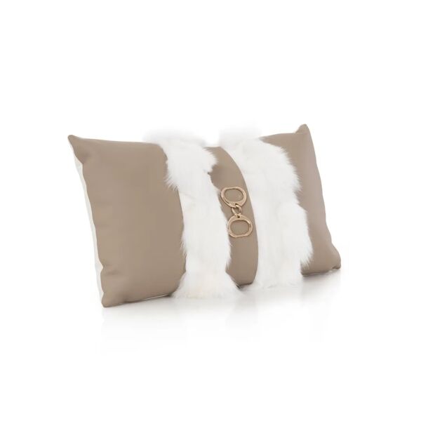 وسادة ديكور منولة - بني وأبيض