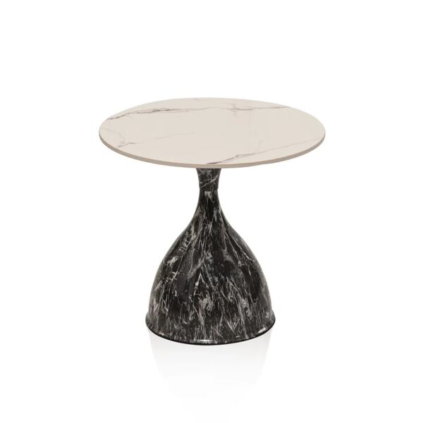 طقم طاولة قهوة وطاولة جانبية لاليا - رمادي وأبيض