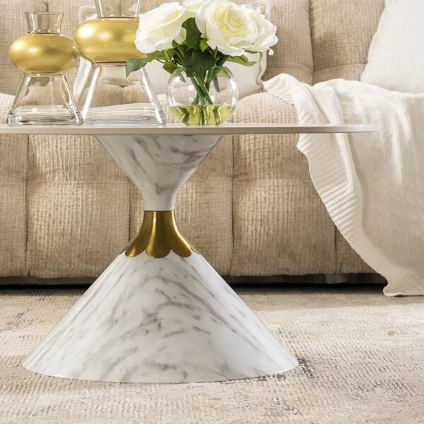 طقم طاولة قهوة وطاولة جانبية 2 قطعة تينا