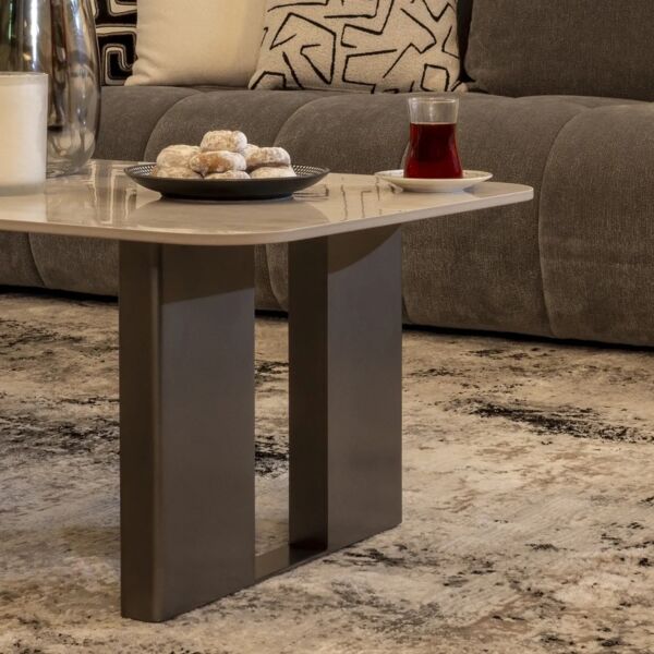 طاولة قهوة فوكسيس - بني وأبيض