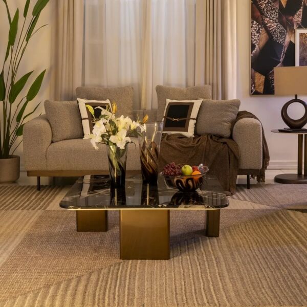 طاولة قهوة زونفيل - بني ومتعدد الالوان