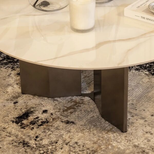 طاولة قهوة لورينا - رمادي وأبيض