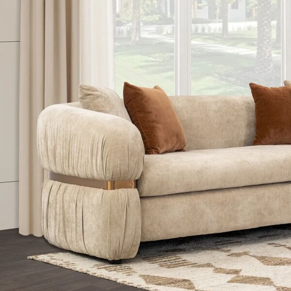 طقم كنب برولي - 4 قطع - بني فاتح