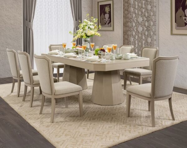 طقم طاولة طعام مازاجان - 8 كراسي - بيج