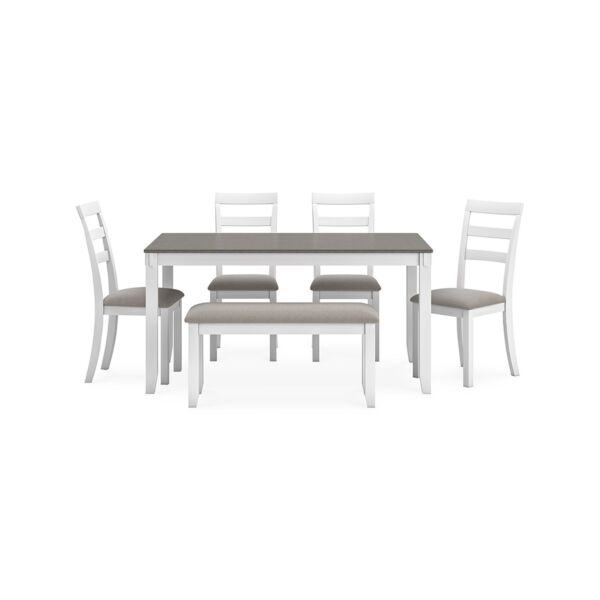 طقم طاولة طعام ستونهولو - 4 كراسي - رمادي وابيض