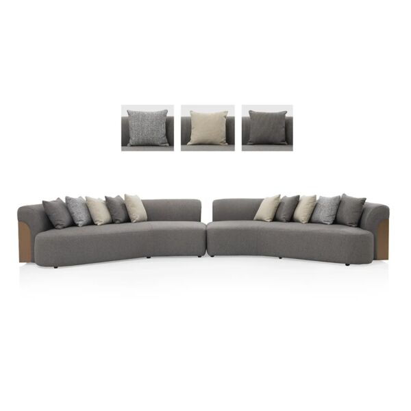 كنب زاوية 2 قطع موود - رمادي غامق وذهبي