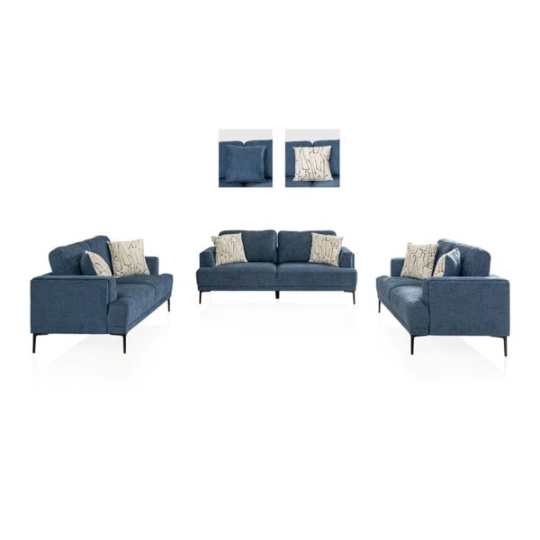 طقم كنب كونتراو - 3 قطع - ازرق