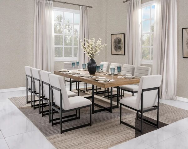 طقم طاولة طعام لانوار - 10 كراسي - بني