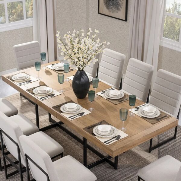 طقم طاولة طعام لانوار - 10 كراسي - بني