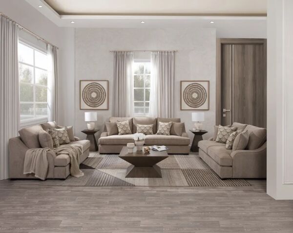 طقم كنب 3 قطع دريفترا - بني