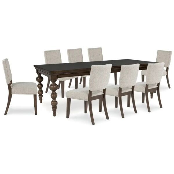 طقم طاولة طعام فيراموند - 8 كراسي - بني ورمادي