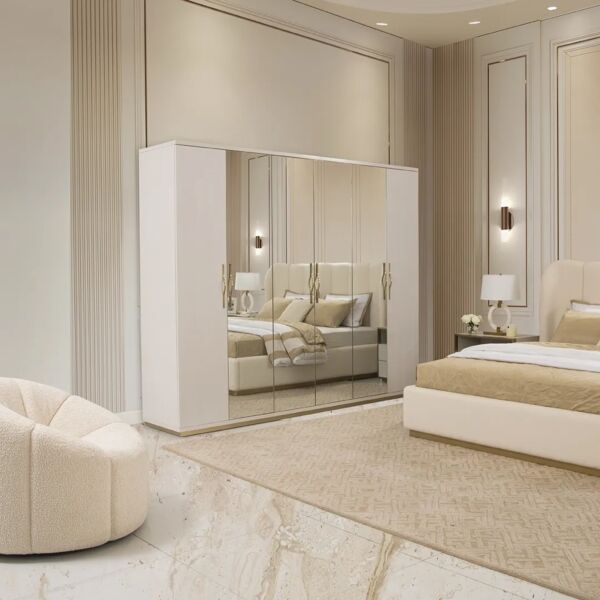 دولاب ملابس كاسارا - 6 أبواب - بيج