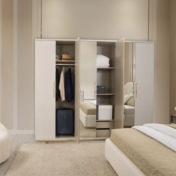 دولاب ملابس كاسارا - 6 أبواب - بيج