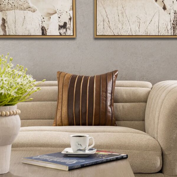 وسادة ديكور مربعة تانفار - بني وبيج