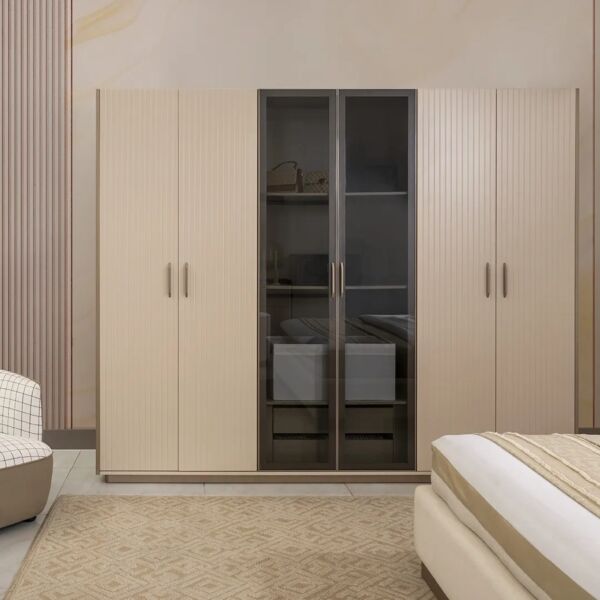 دولاب ملابس كرافت - 6 أبواب - بني