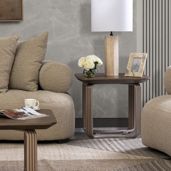 طاولة جانبية كرافت بني