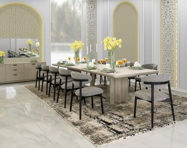 طقم طاولة طعام إيلويس - 12 كرسي - ابيض