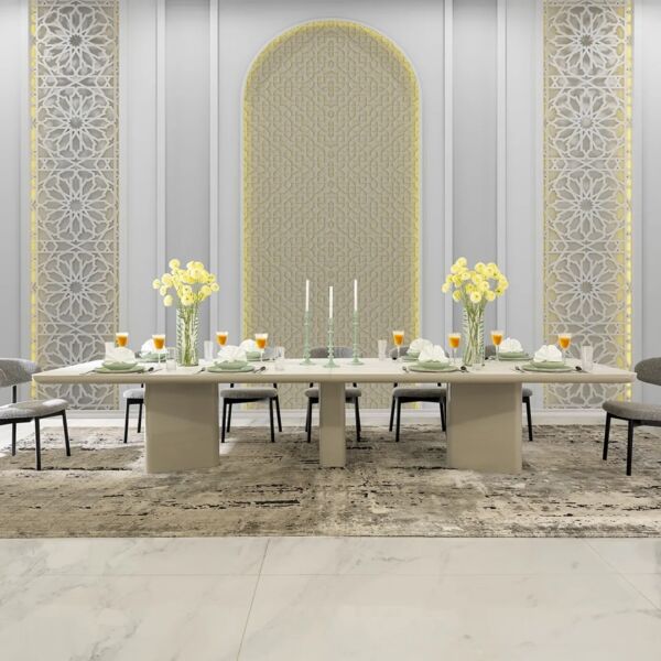 طقم طاولة طعام إيلويس - 12 كرسي - ابيض