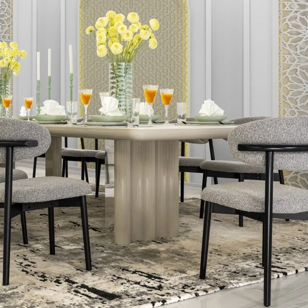 طقم طاولة طعام إيلويس - 12 كرسي - ابيض