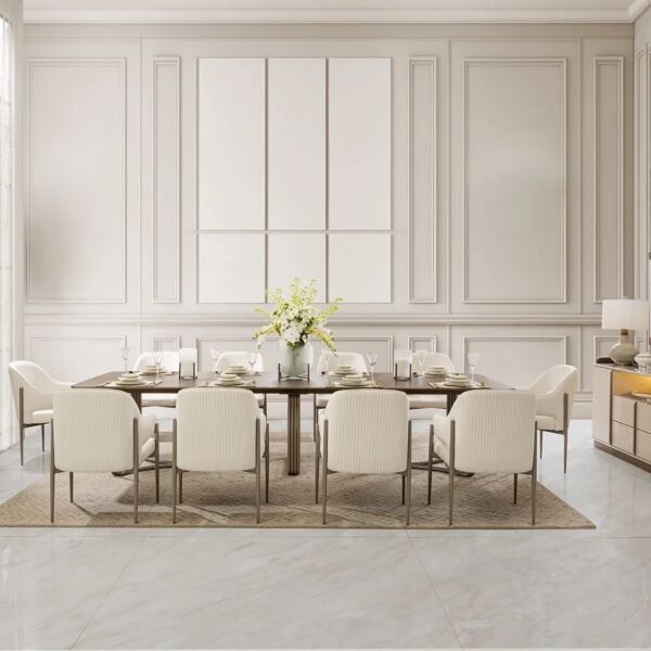 طقم طاولة طعام كرافت - 10 كراسي - بني