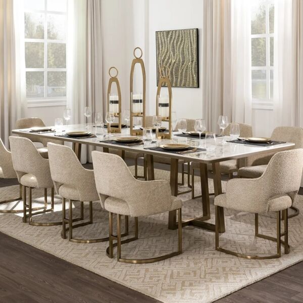 طاولة طعام ل 10 اشخاص هاستفال صغير - بيج وبني