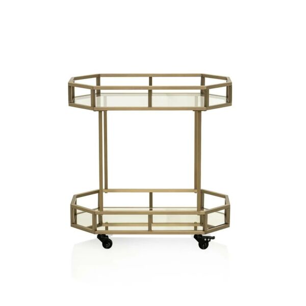 عربة تقديم توبيد - ذهبي وشفاف