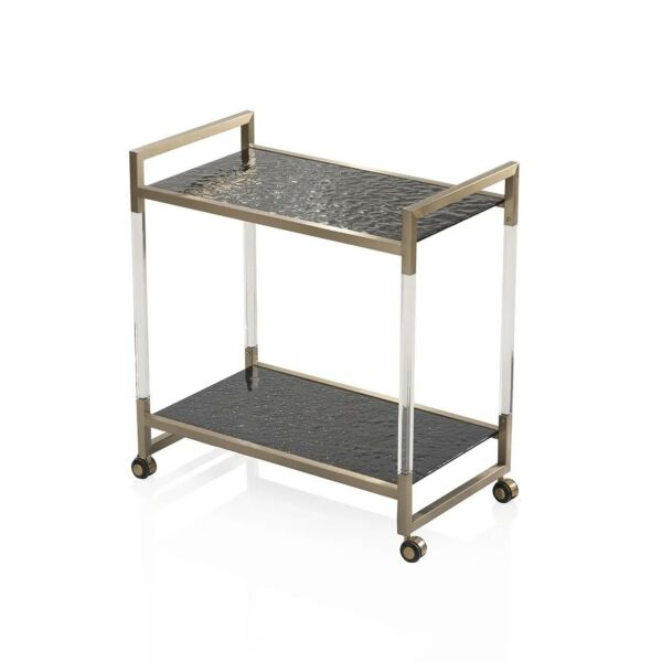 عربة تقديم بافيونا حجم كبير - ذهبي واسود