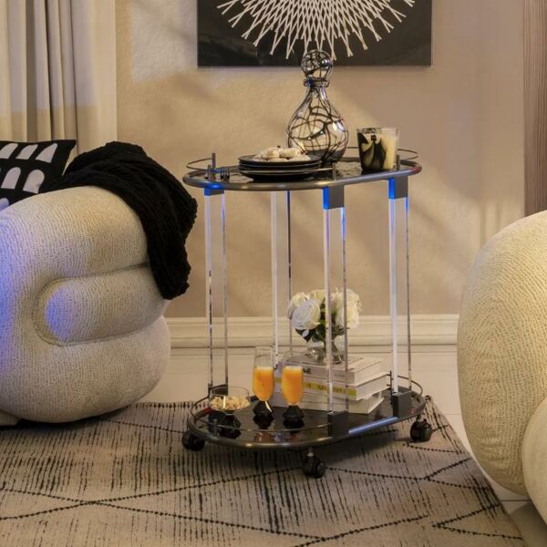 عربة تقديم سلافيا - رمادي وشفاف