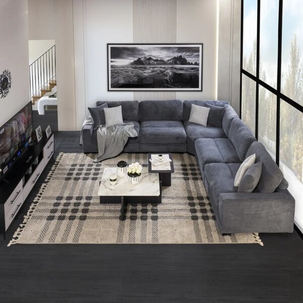 كنب زاوية 5 قطع ستيوارت - رمادي غامق