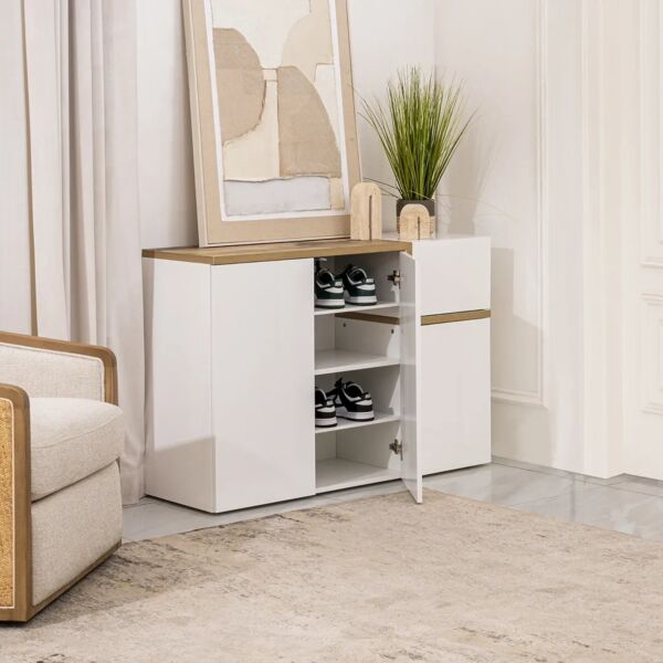 خزانة أحذية فالي - أبيض