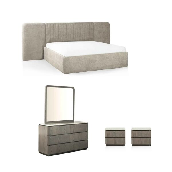 طقم غرفة نوم بيلوتي كينغ شحن لا سلكي 180X200 سم - بني