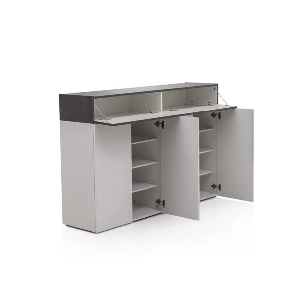 خزانة أحذية 4 ابواب فانلوما - أبيض ورمادي