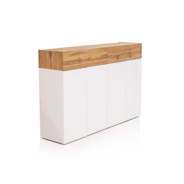 خزانة أحذية 4 ابواب جينيد - أبيض وبني